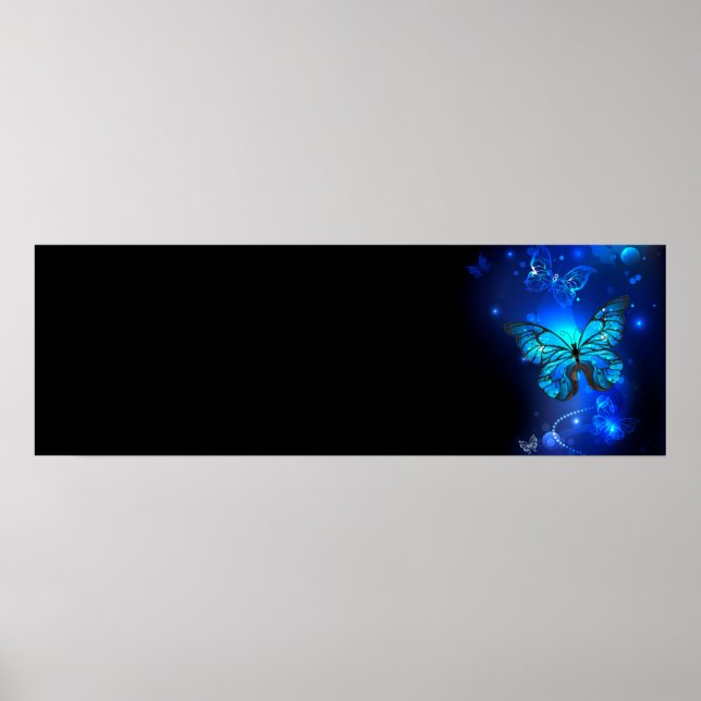 Poster Morpho Butterfly in the Dark Background (Devant)