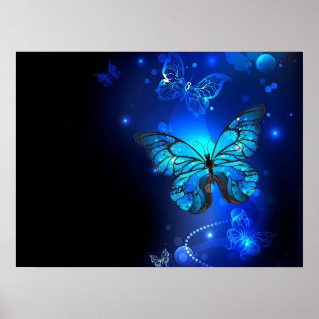 Poster Morpho Butterfly in the Dark Background (Devant)