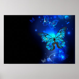 Poster Morpho Butterfly in the Dark Background