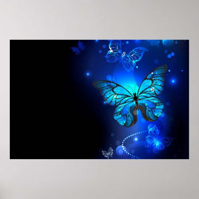 Poster Morpho Butterfly in the Dark Background (Devant)
