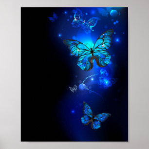 Poster Morpho Butterfly in the Dark Background
