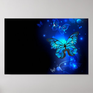 Poster Morpho Butterfly in the Dark Background