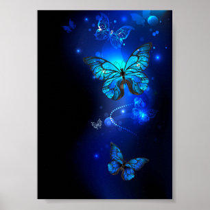 Poster Morpho Butterfly in the Dark Background