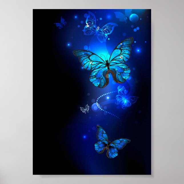 Poster Morpho Butterfly in the Dark Background (Devant)