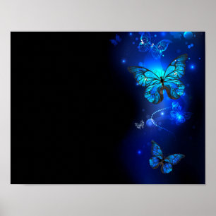Poster Morpho Butterfly in the Dark Background