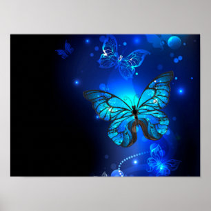 Poster Morpho Butterfly in the Dark Background