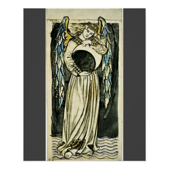 Poster Morris - Ange de nuit tenant une lune en attente (Devant)