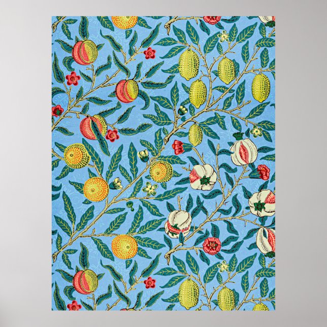 Poster Morris - Quatre fruits, motif populaire, (Devant)