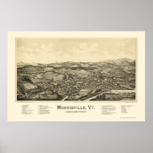 Poster Morrisville, VT Carte panoramique - 1889