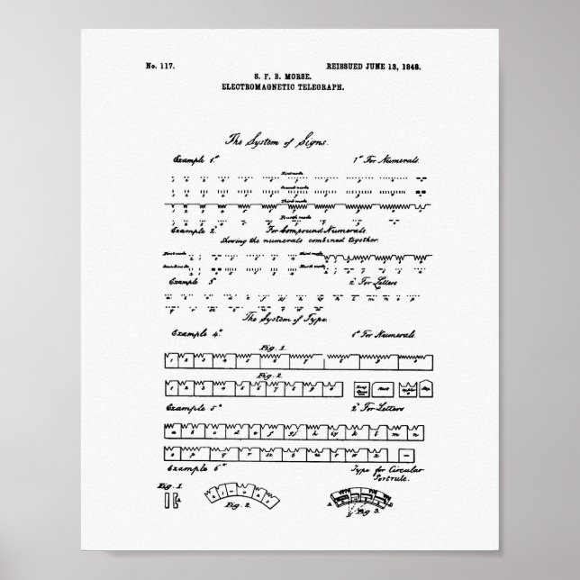 Poster Morse Code 1848 Brevet Art Livre blanc (Devant)