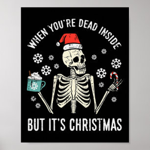 Poster Mort À L'Intérieur Mais Son Noël Squelette Café No
