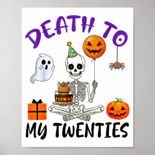 Poster Mort à mes vingt ans drôle de squelette Halloween 