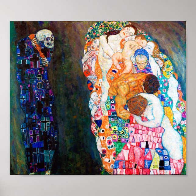 Poster Mort et vie, Gustav Klimt (Devant)