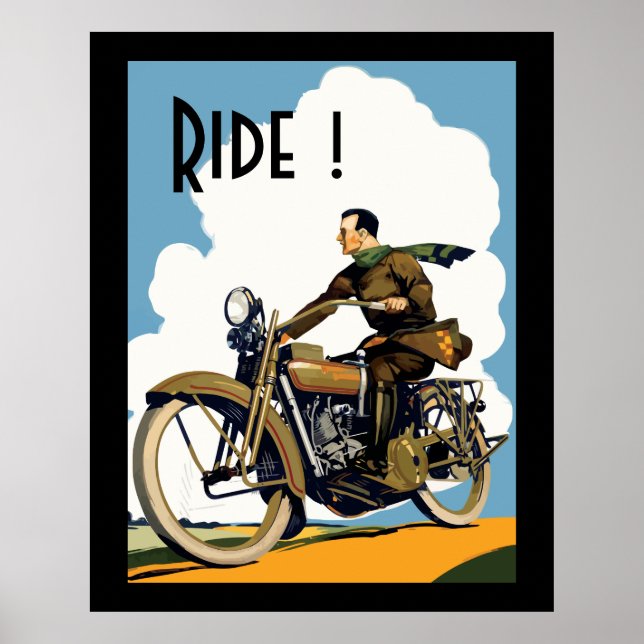 Poster Mortorcycle vintage - Promenade ! (Devant)