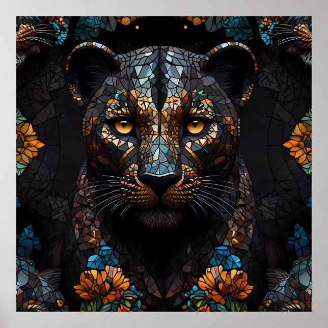 Poster Mosaic Leopard Majesty (Devant)