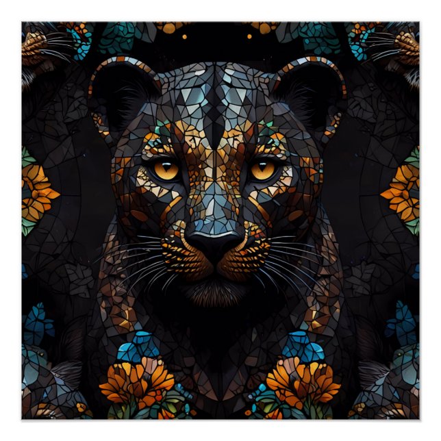 Poster Mosaic Leopard Majesty (Devant)