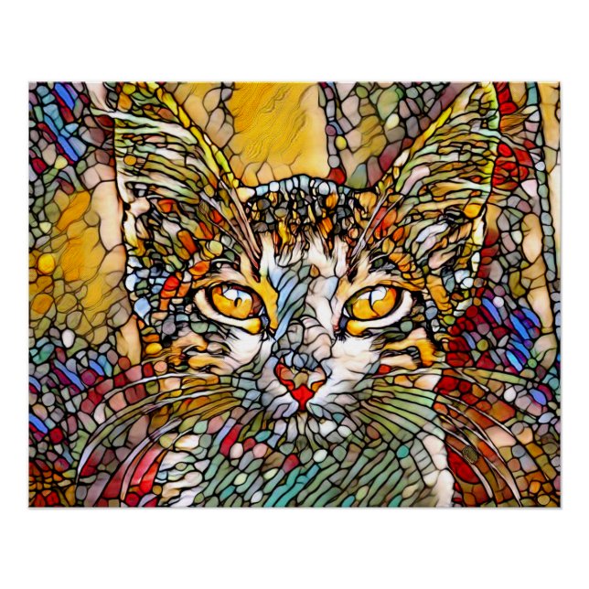 Poster Mosaic Multicolor Chat 697 (Devant)
