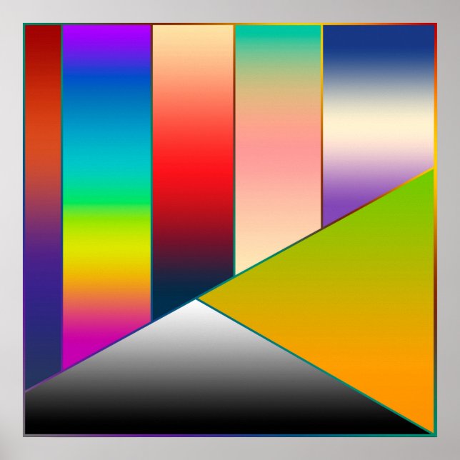 Poster MOSAIC rayures triangles couleur II + vos idées (Devant)