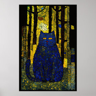 Poster Mosaic Woods : Un Portrait de Chat Lumineux