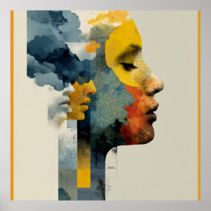 Poster Mosaïque de profil stratifié Mindscape Glow