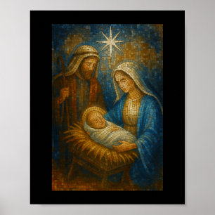 Poster Mosaïque de verre coloré de la Nativité   Sainte F