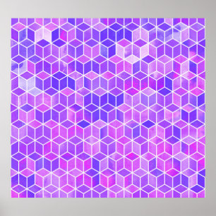 Poster Mosaïque d'été : Aquarelle Cube Fusion