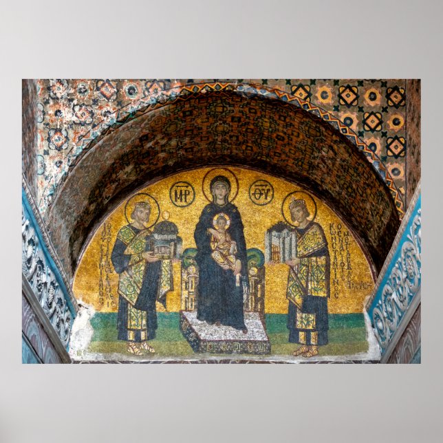 Poster Mosaïque du Christ Vierge et Enfant (Devant)