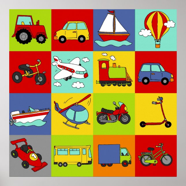 Poster Mosaïque du transport (Devant)