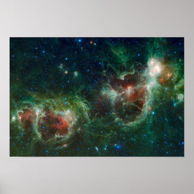 Poster Mosaïque infrarouge du Coeur et de la Soul nebulae (Devant)