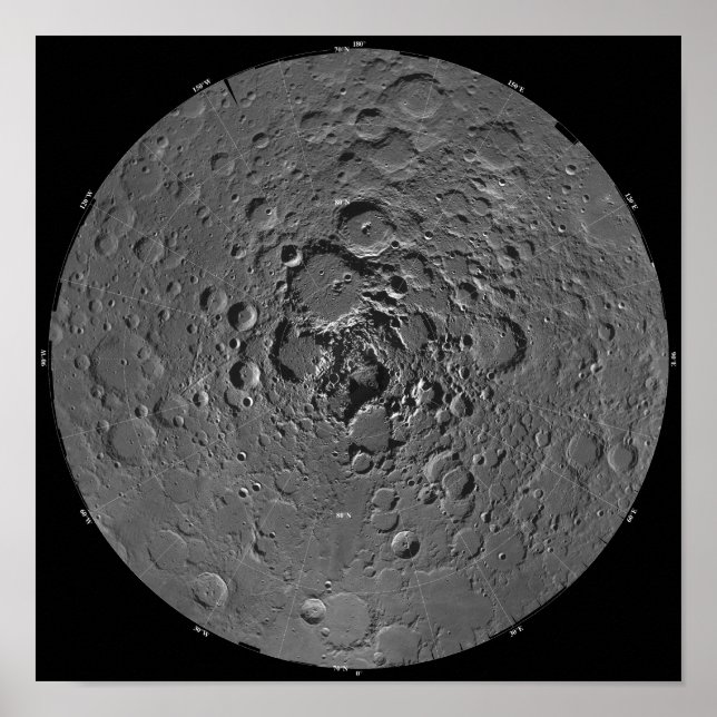 Poster Mosaïque lunaire de la région polaire nord du m (Devant)