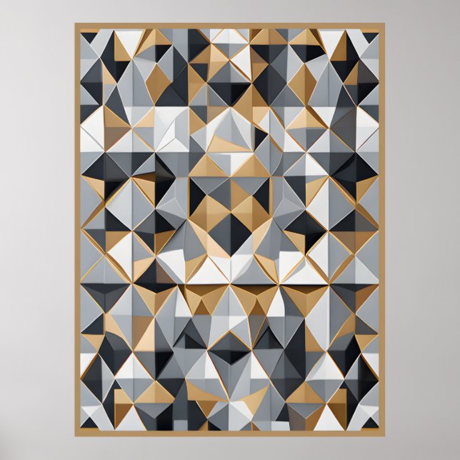 Poster Mosaïque métallique : facettes de la géométrie sci (Devant)