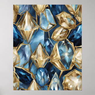 POSTER MOSAÏQUE MOSAÏQUE BLEU GOLD CRYSTAL