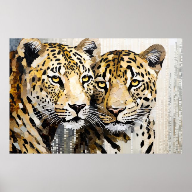 Poster Mosaïque peinte Art Décor animal léopard (Devant)