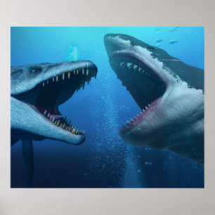 Poster Mosasaure contre mégalodon