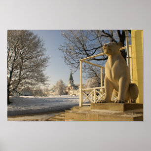 Poster Moscou. Hiver. sculpture de lions.
