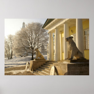 Poster Moscou. Hiver. sculpture de lions.