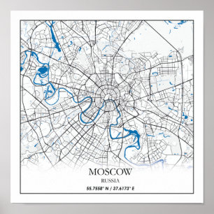 Poster Moscou Russie City Plan Voyage Simple