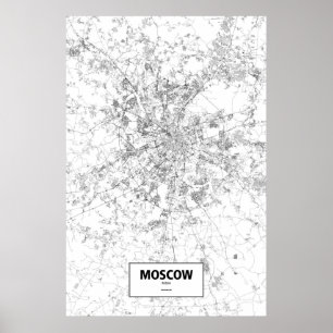 Poster Moscou, Russie (noir sur blanc)