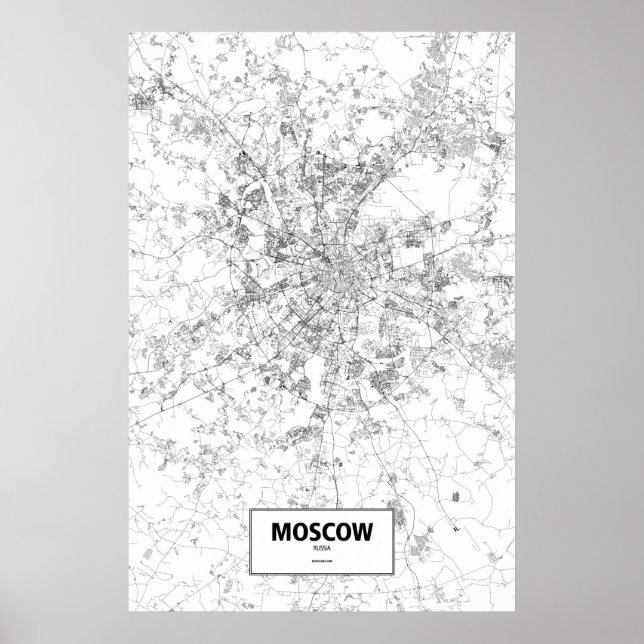 Poster Moscou, Russie (noir sur blanc) (Devant)
