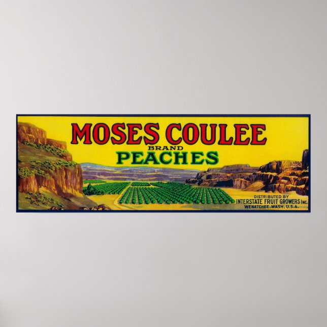 Poster Moses Coulee Peach Étiquette (Devant)