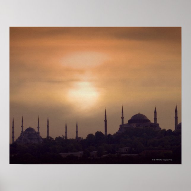 Poster Mosquée bleue et Sainte-Sophie Turquie, Istanbul (Devant)