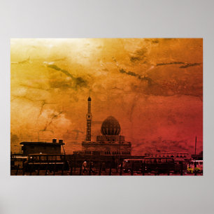 Poster Mosquée Buniya de Bagdad en Irak vintage
