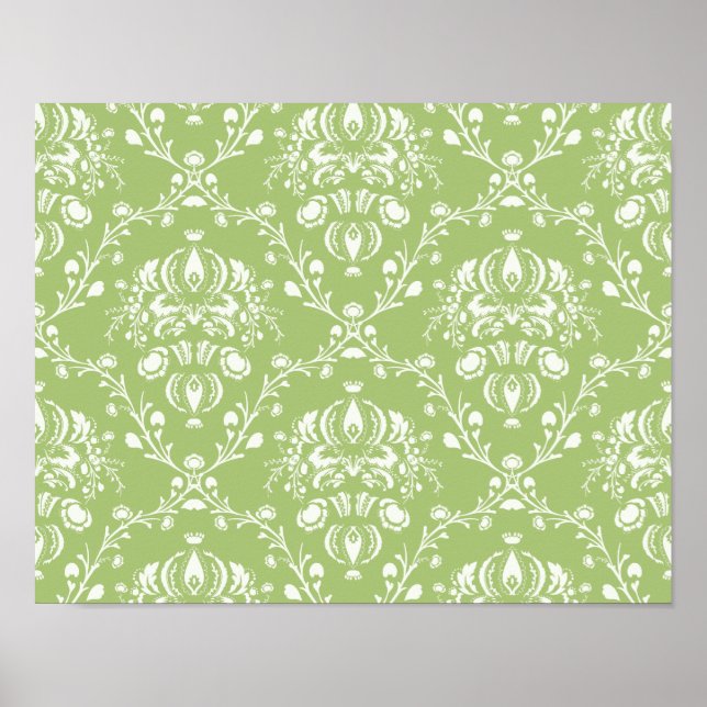 Poster Moss Green Damask (Devant)