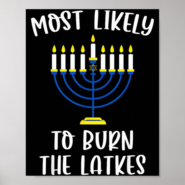 Poster Most Likely To Burn The Latkes Hanukkah Group Matc (Devant)