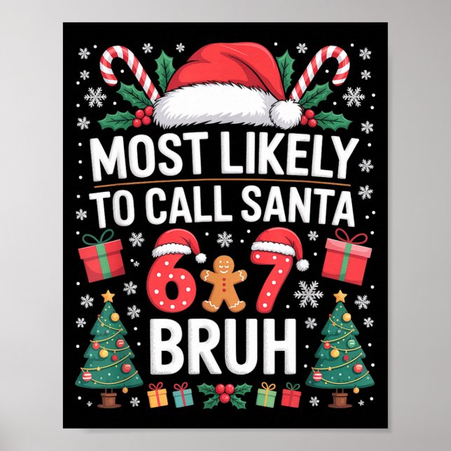 Poster Most Likely To Call Santa 67 Six Seven Bruh Christ (Devant)