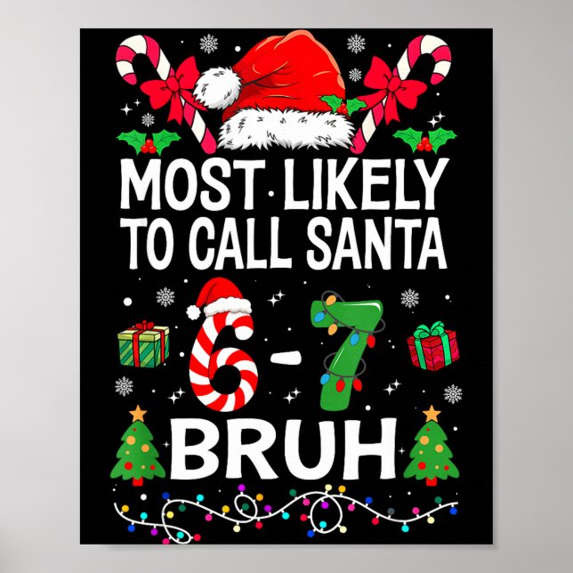Poster Most Likely To Call Santa 67 Six Seven Bruh Christ (Devant)