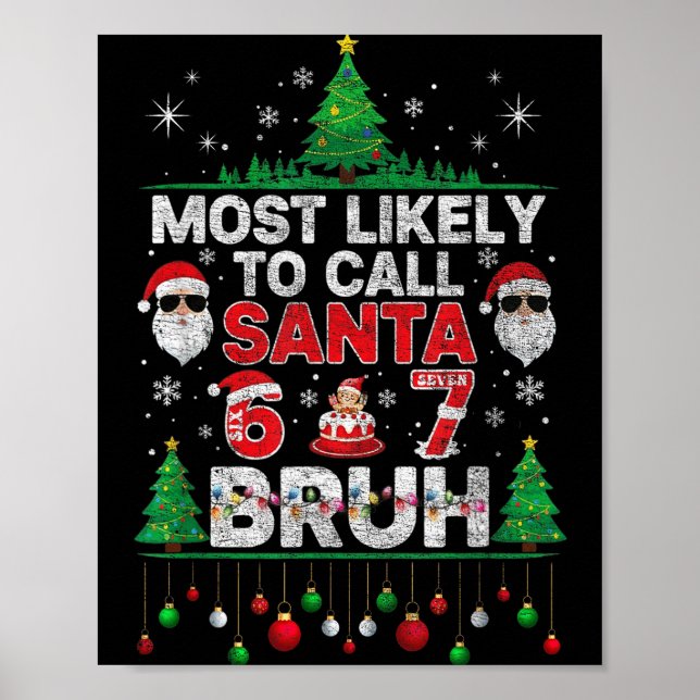 Poster Most Likely To Call Santa 67 Six Seven Bruh Christ (Devant)