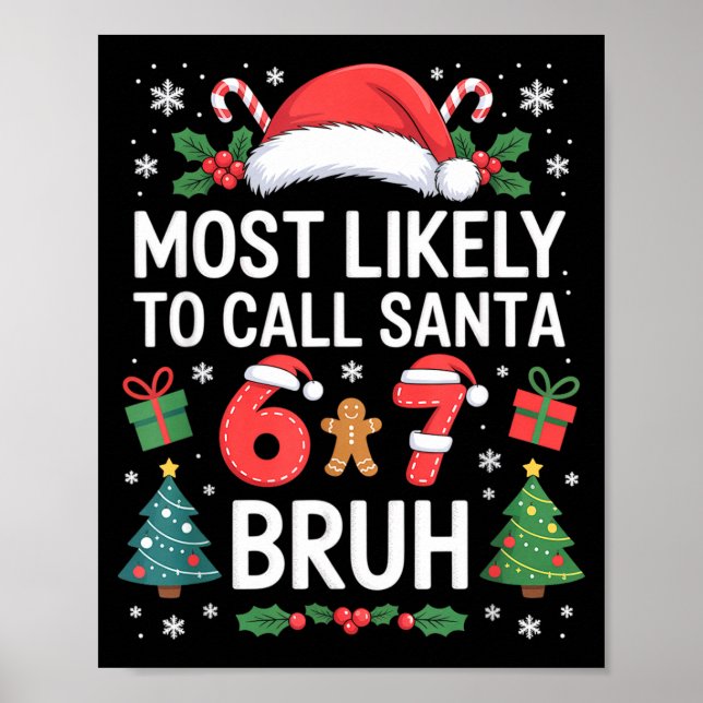 Poster Most Likely To Call Santa 67 Six Seven Bruh Christ (Devant)