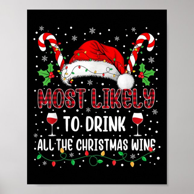 Poster Most Likely To Drink All The Christmas Wine Family (Devant)