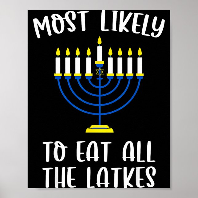 Poster Most Likely To Eat All Latkes Hanukkah Group Match (Devant)